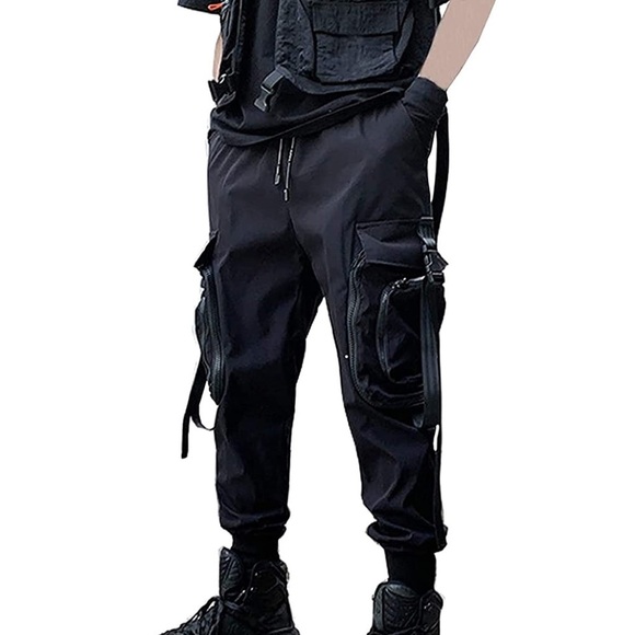 New Mens Cargo Multi Pocket Utility Drawstring Pants Multiple Sizes - Picture 1 of 1